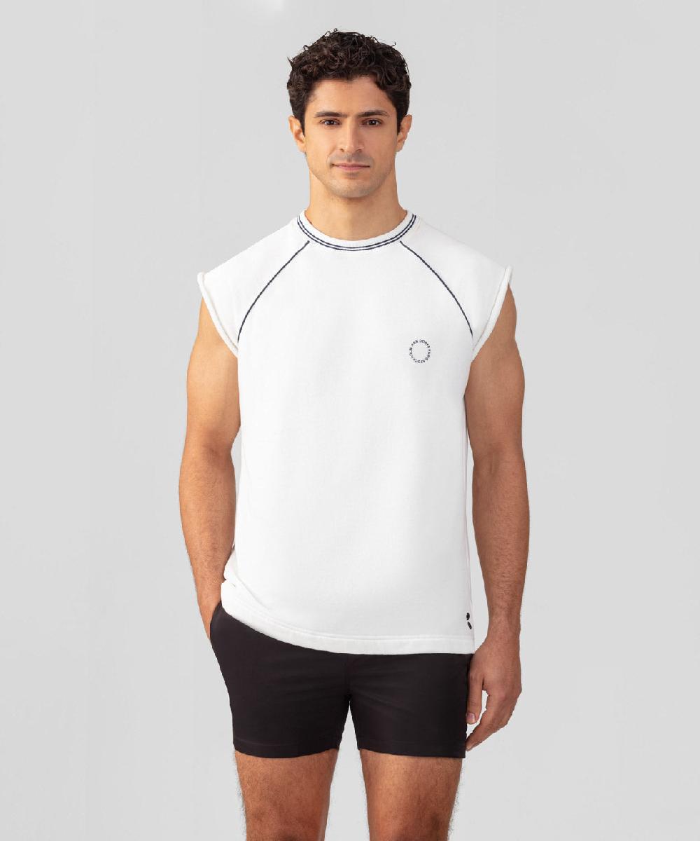 ron dorff Sweatshirt sans manches en coton organique avec passepoil Écru