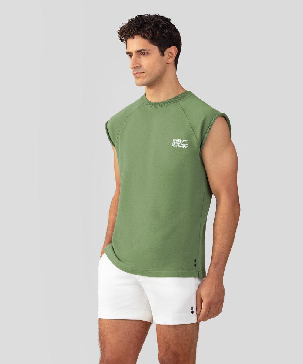 Ron Dorff Sweatshirt Sans Manches En Coton Organique "DISCIPLINE" Vert Cactus