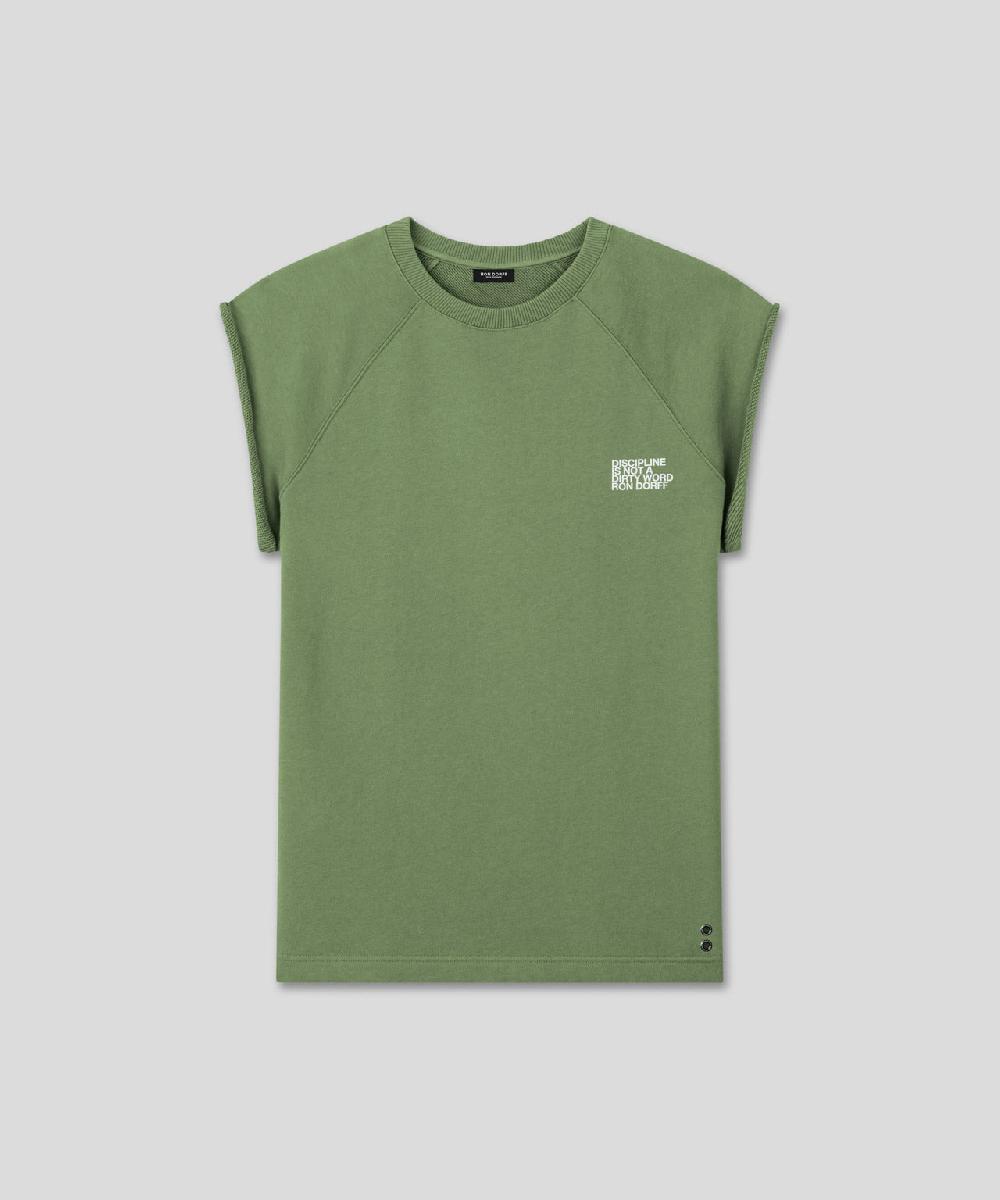 Ron Dorff Sweatshirt Sans Manches En Coton Organique "DISCIPLINE" Vert Cactus