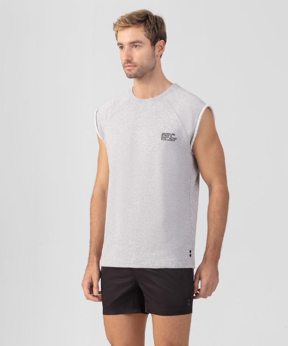 Ron Dorff Sweatshirt Sans Manches En Coton Organique "DISCIPLINE" Gris Chiné