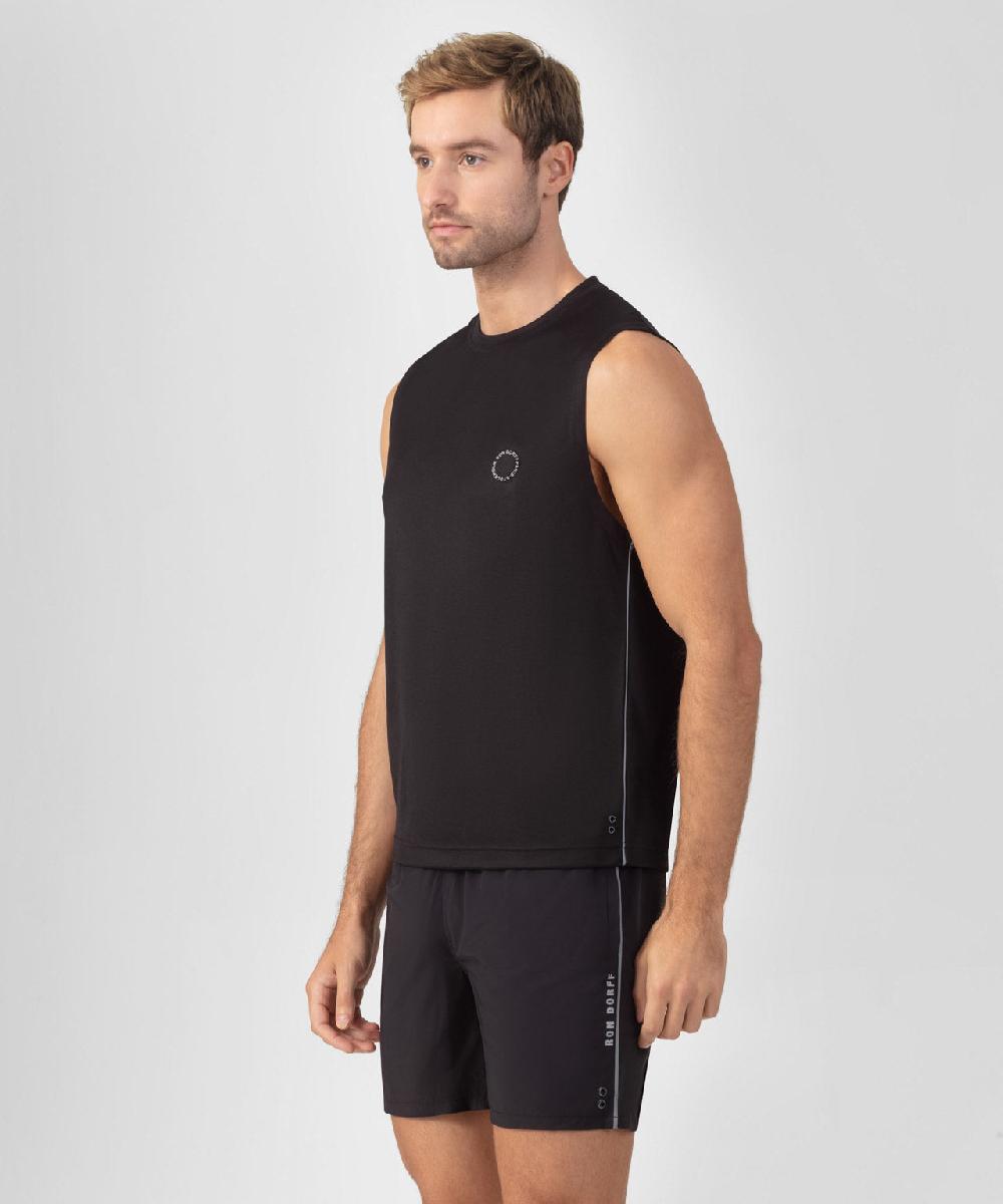 Ron Dorff T-shirt De Sport Sans Manches Avec Passepoil Réfléchissant Noir