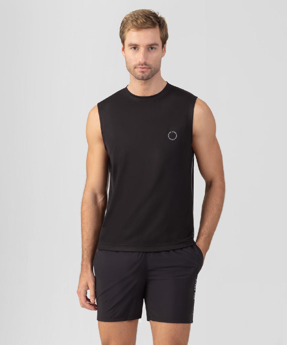 ron dorff T-shirt de sport sans manches avec passepoil réfléchissant Noir