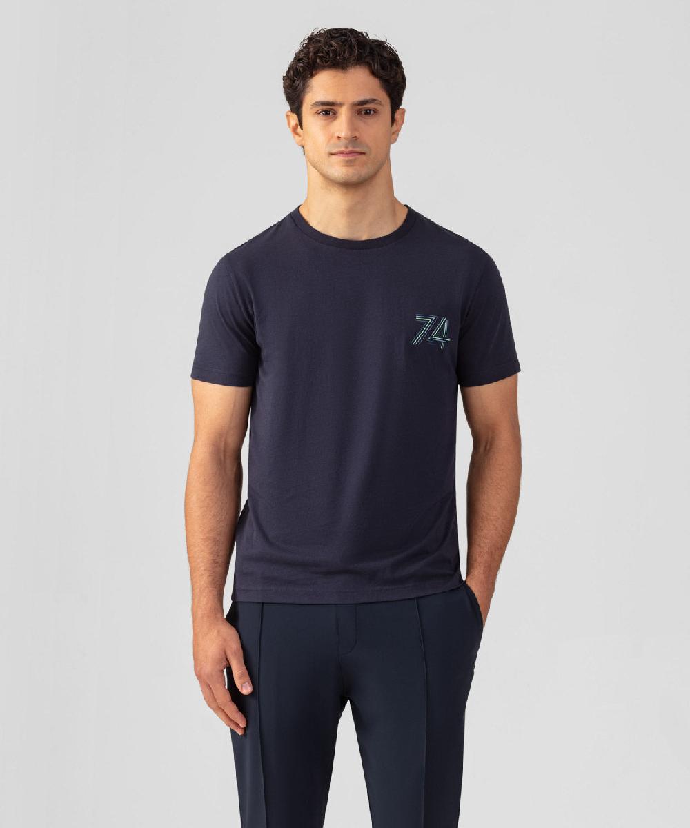 ron dorff T-shirt en coton organique "74" Bleu marine