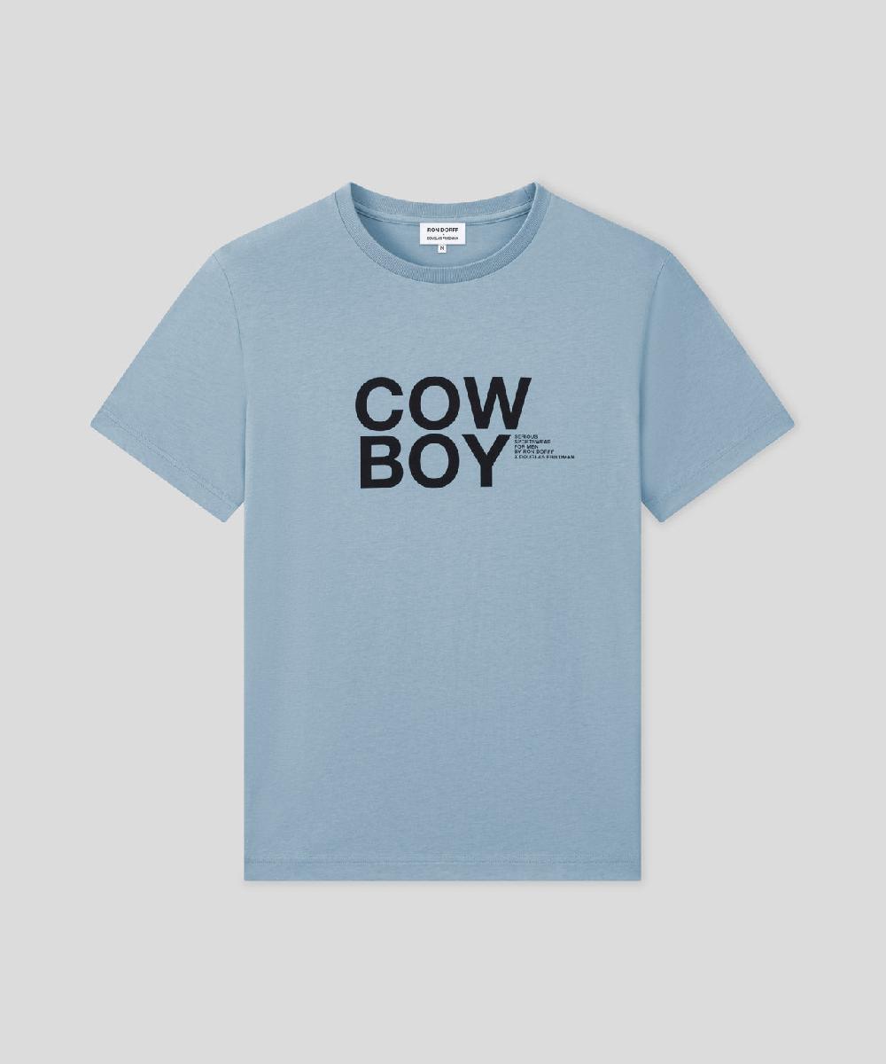 Ron Dorff T-shirt En Coton Organique "COW BOY" Bleu Denim Clair