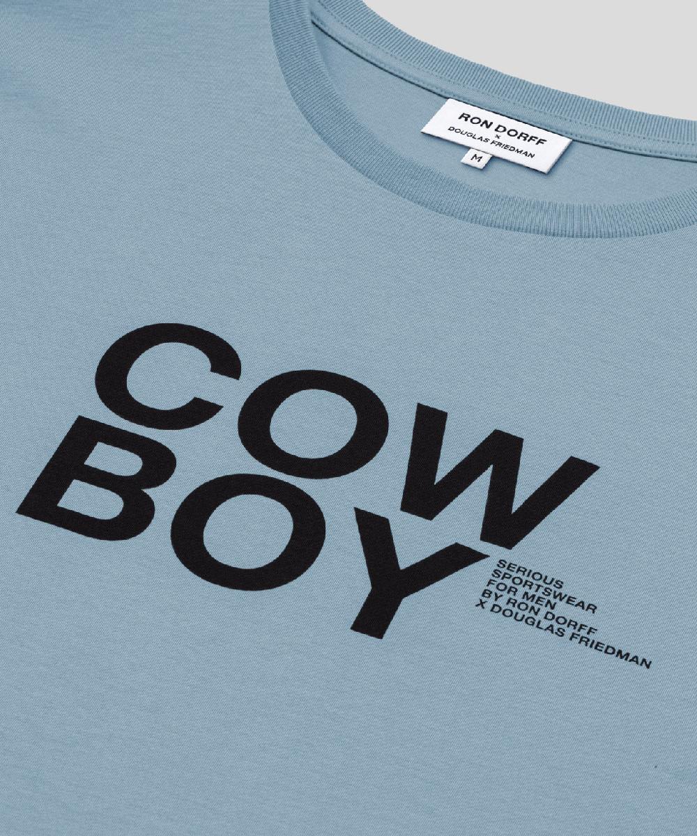 Ron Dorff T-shirt En Coton Organique "COW BOY" Bleu Denim Clair