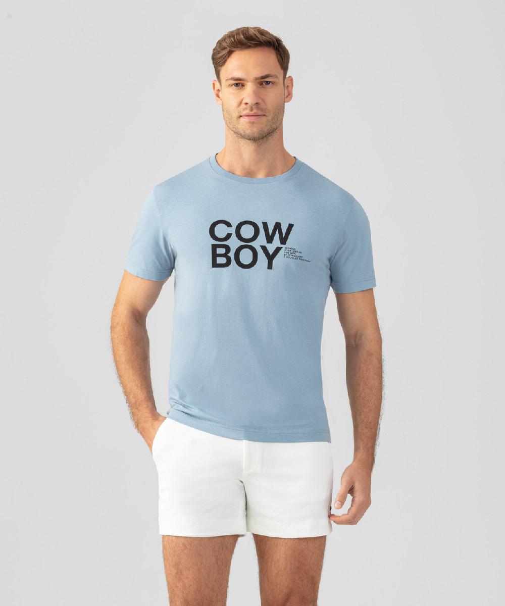 ron dorff T-shirt en coton organique "COW BOY" Bleu denim clair
