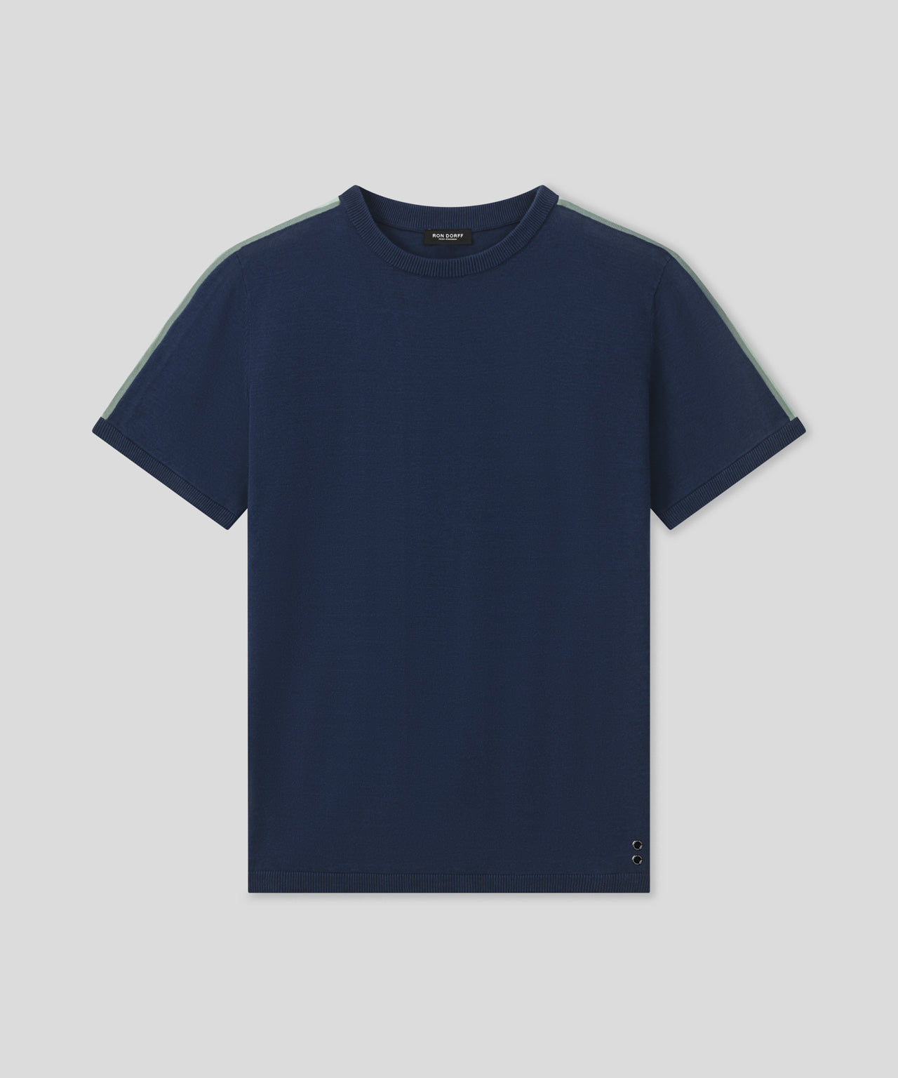 Ron Dorff T-shirt En Maille à Bandes Latérales Bleu Océan