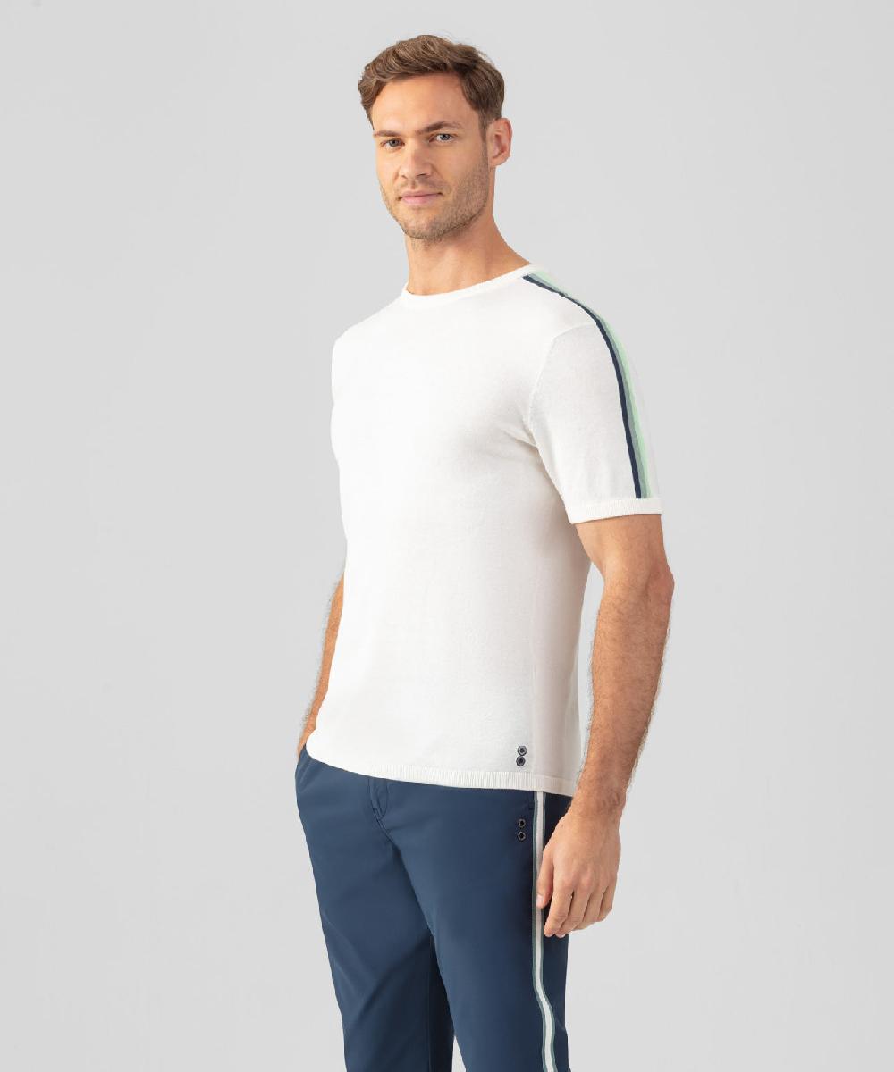 Ron Dorff T-shirt En Maille à Bandes Latérales Écru