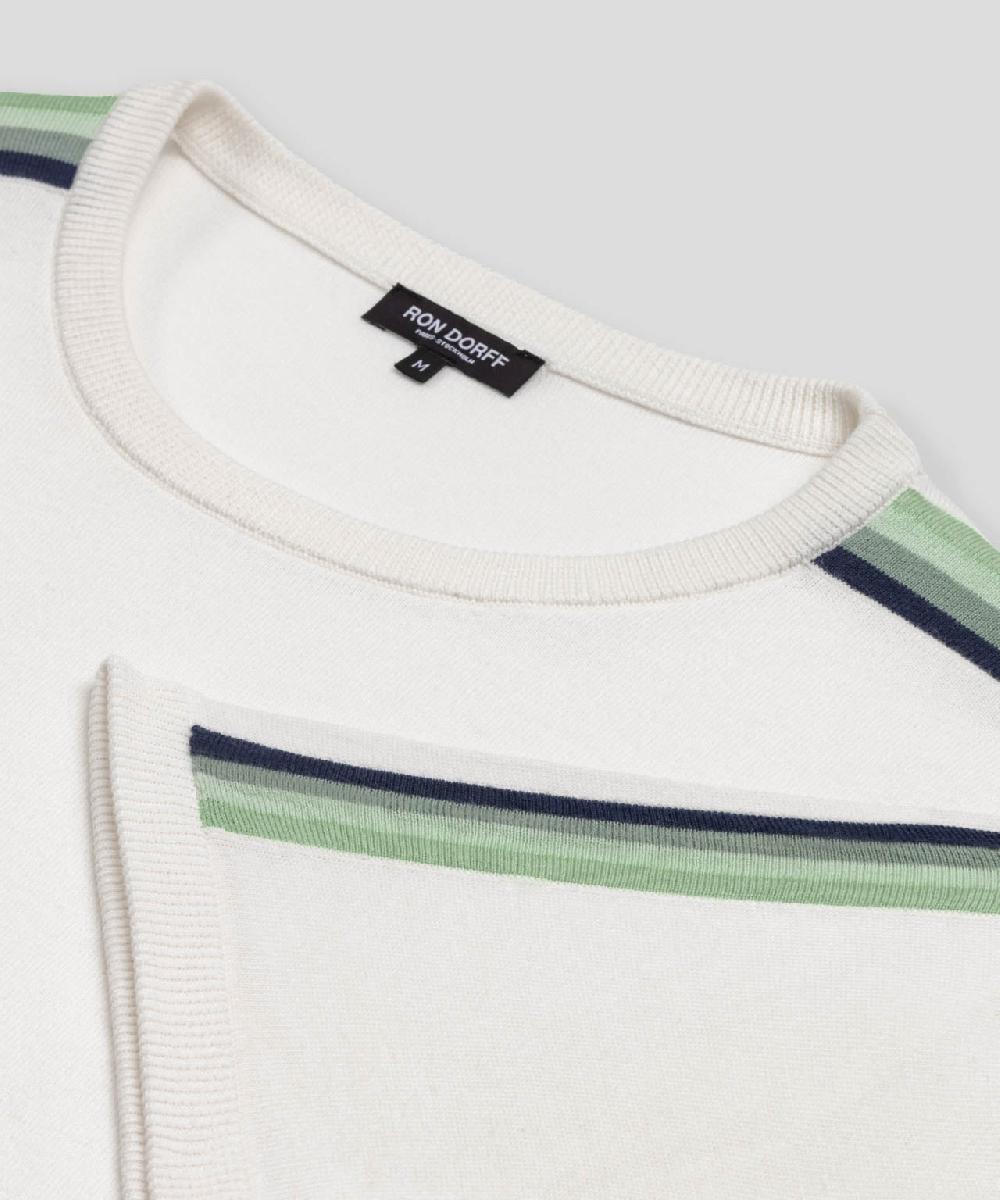 Ron Dorff T-shirt En Maille à Bandes Latérales Écru
