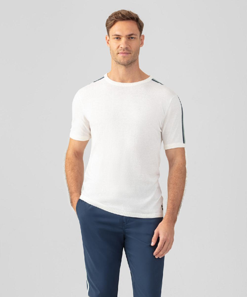 ron dorff T-shirt en maille à bandes latérales Écru