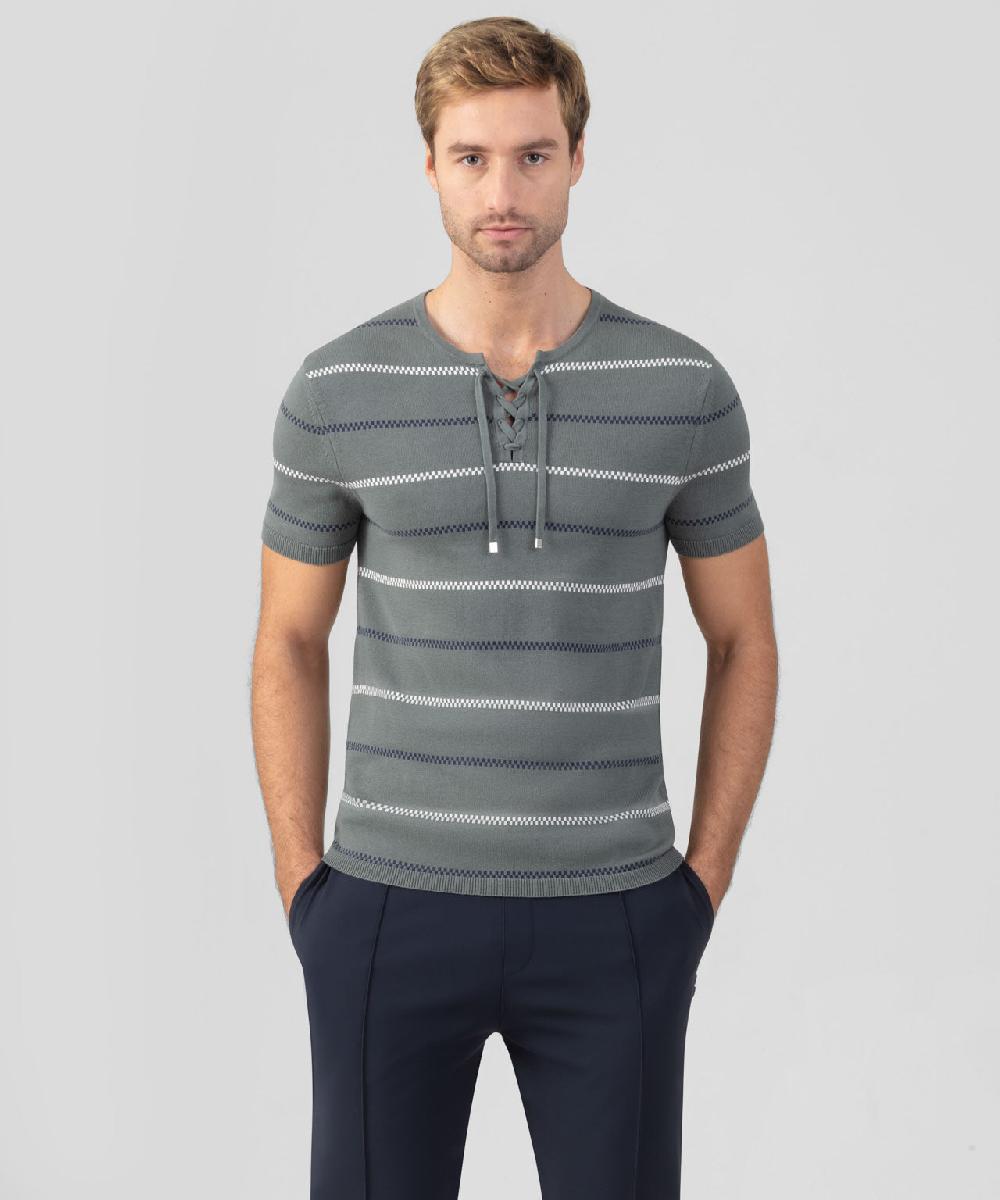 ron dorff T-shirt en maille à motif nordique Vert ombré