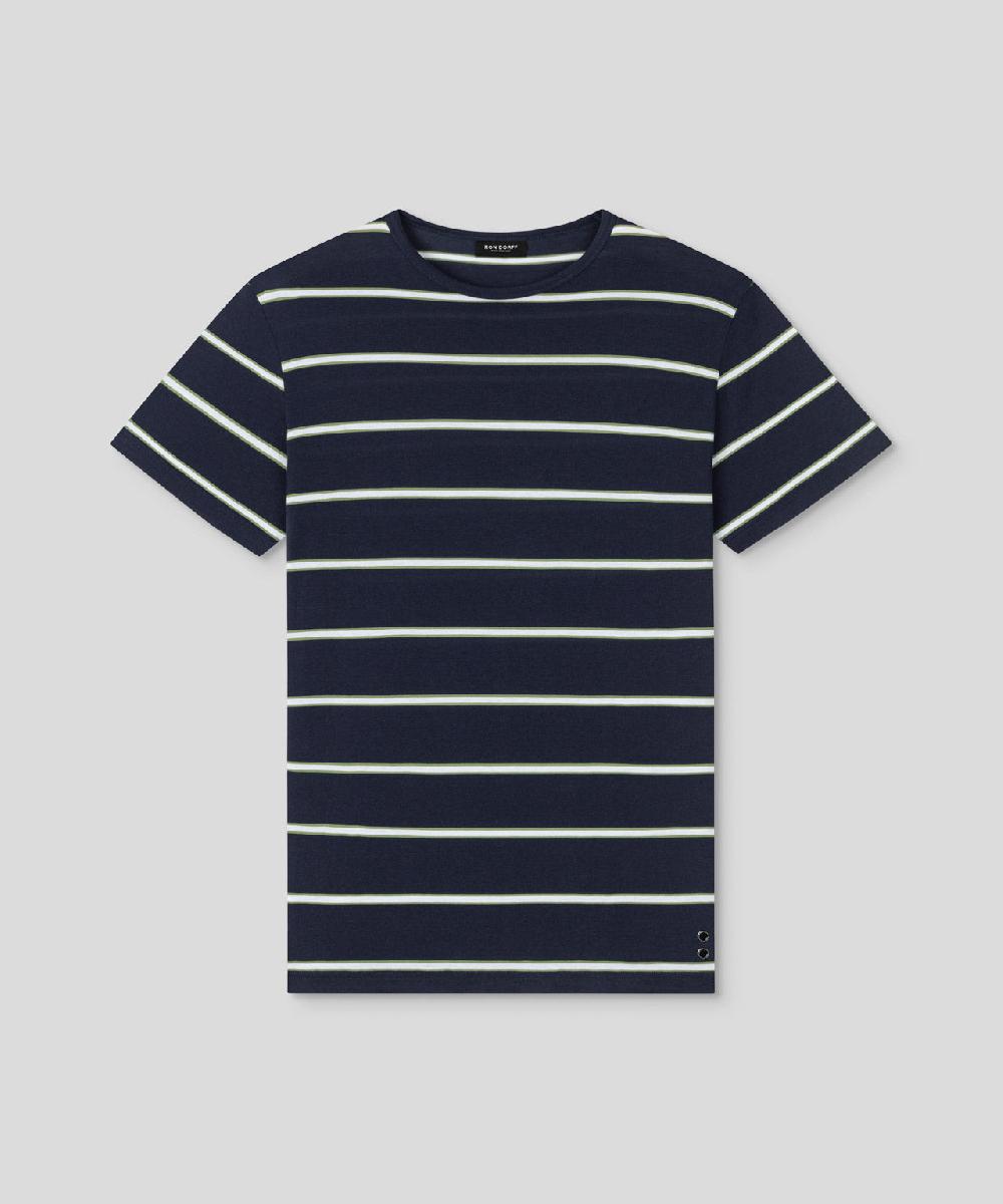 Ron Dorff T-Shirt Eyelet Edition à Double Rayures Bleu Marine