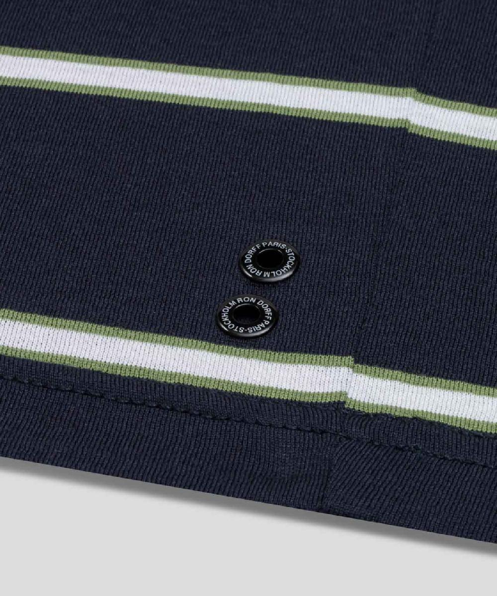 Ron Dorff T-Shirt Eyelet Edition à Double Rayures Bleu Marine