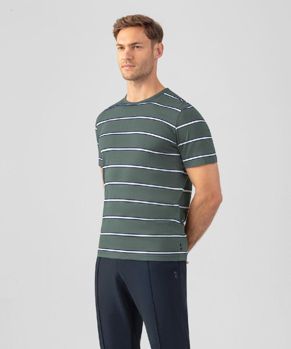 Ron Dorff T-shirt Eyelet Edition à Double Rayures Vert Ombré