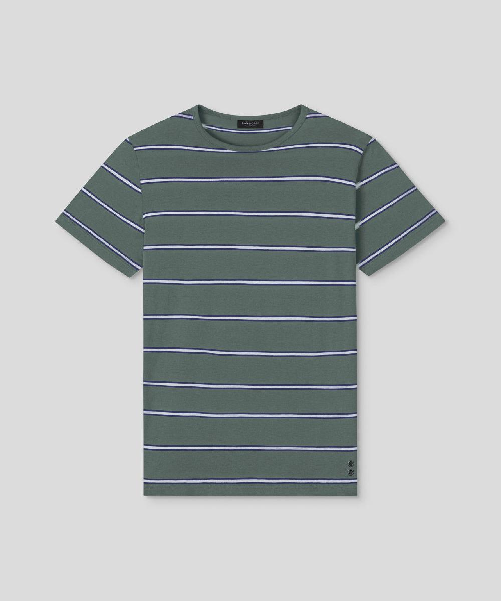 Ron Dorff T-shirt Eyelet Edition à Double Rayures Vert Ombré