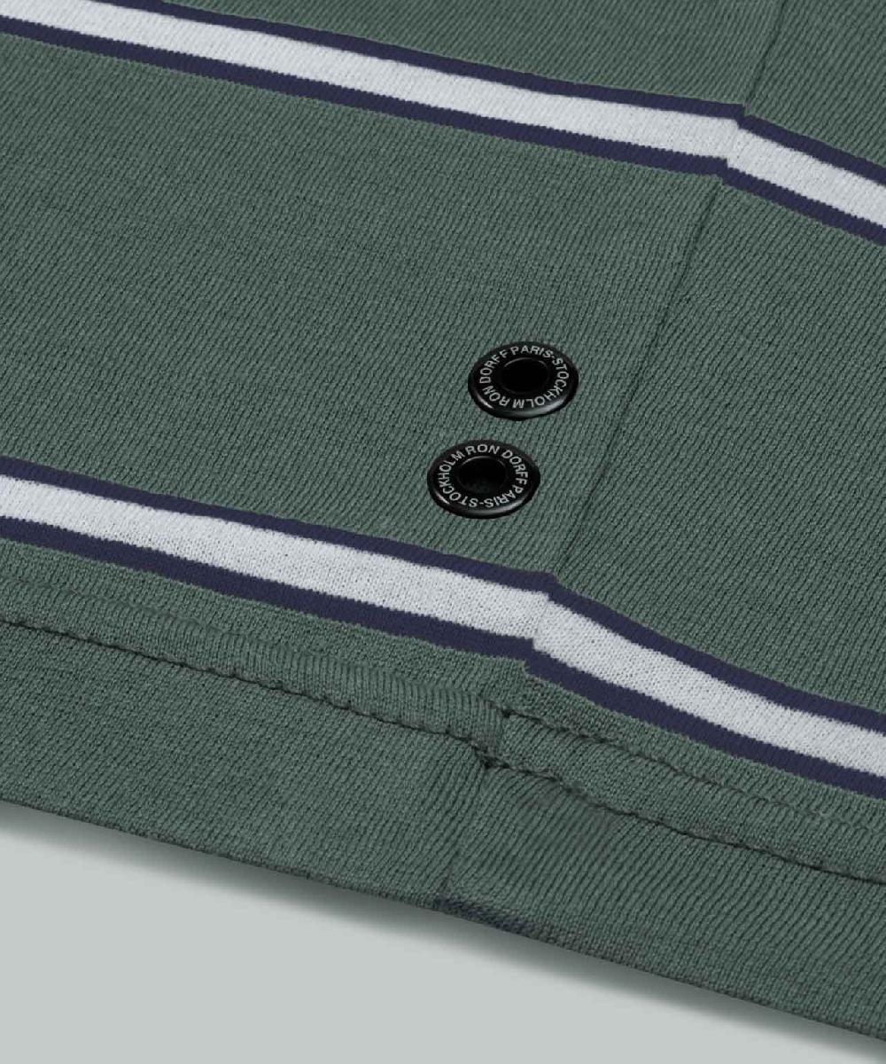 Ron Dorff T-shirt Eyelet Edition à Double Rayures Vert Ombré