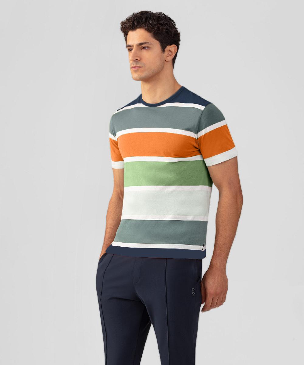 Ron Dorff T-Shirt Eyelet Edition à Larges Rayures Bleu Marine