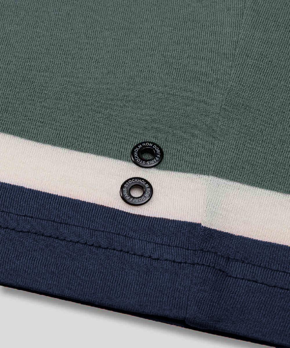 Ron Dorff T-Shirt Eyelet Edition à Larges Rayures Bleu Marine