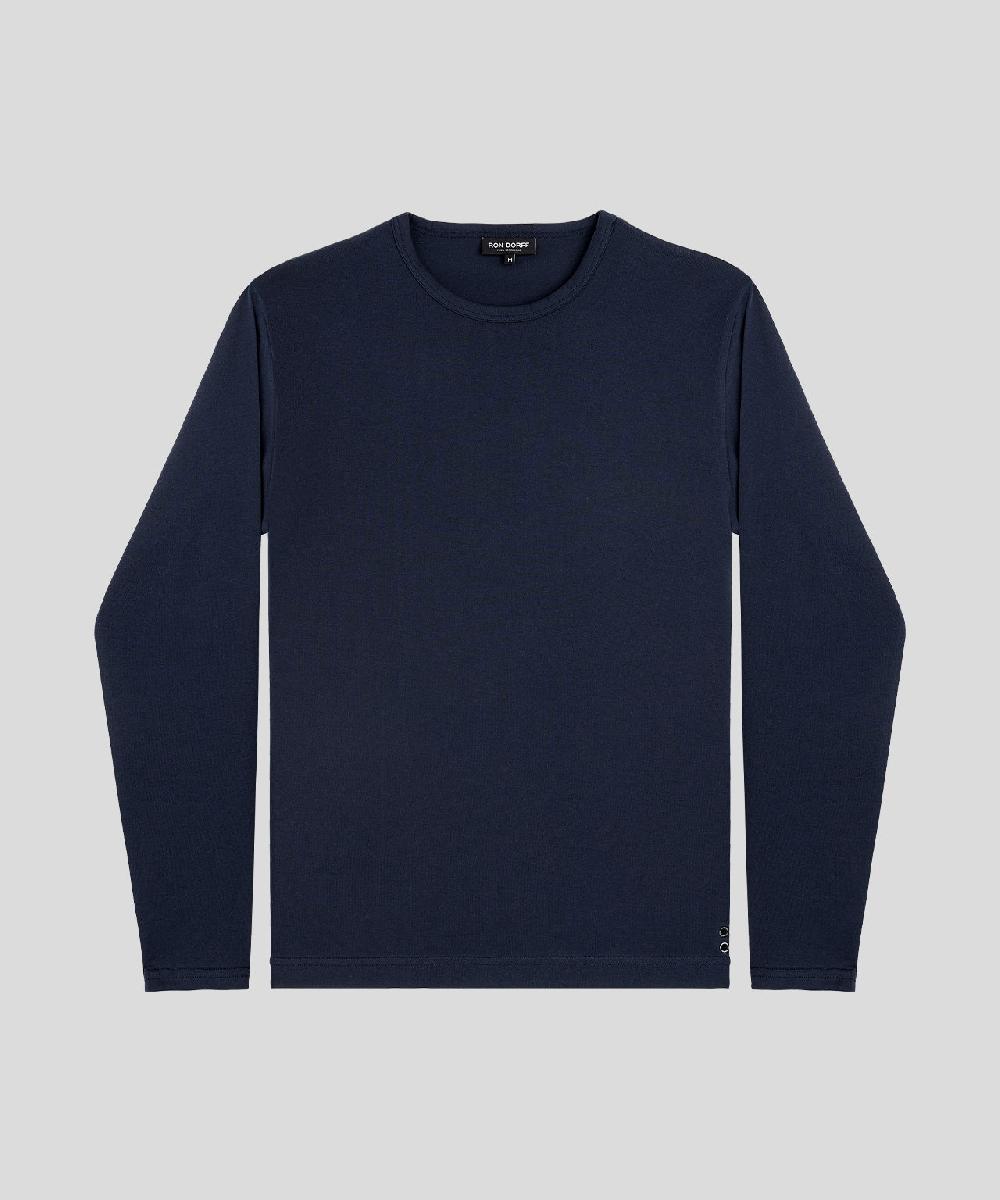 ron dorff T-Shirt manches longues Eyelet Edition Bleu marine