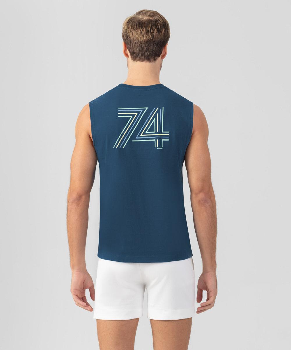 Ron Dorff T-shirt Sans Manches En Coton Organique "74" Bleu Profond