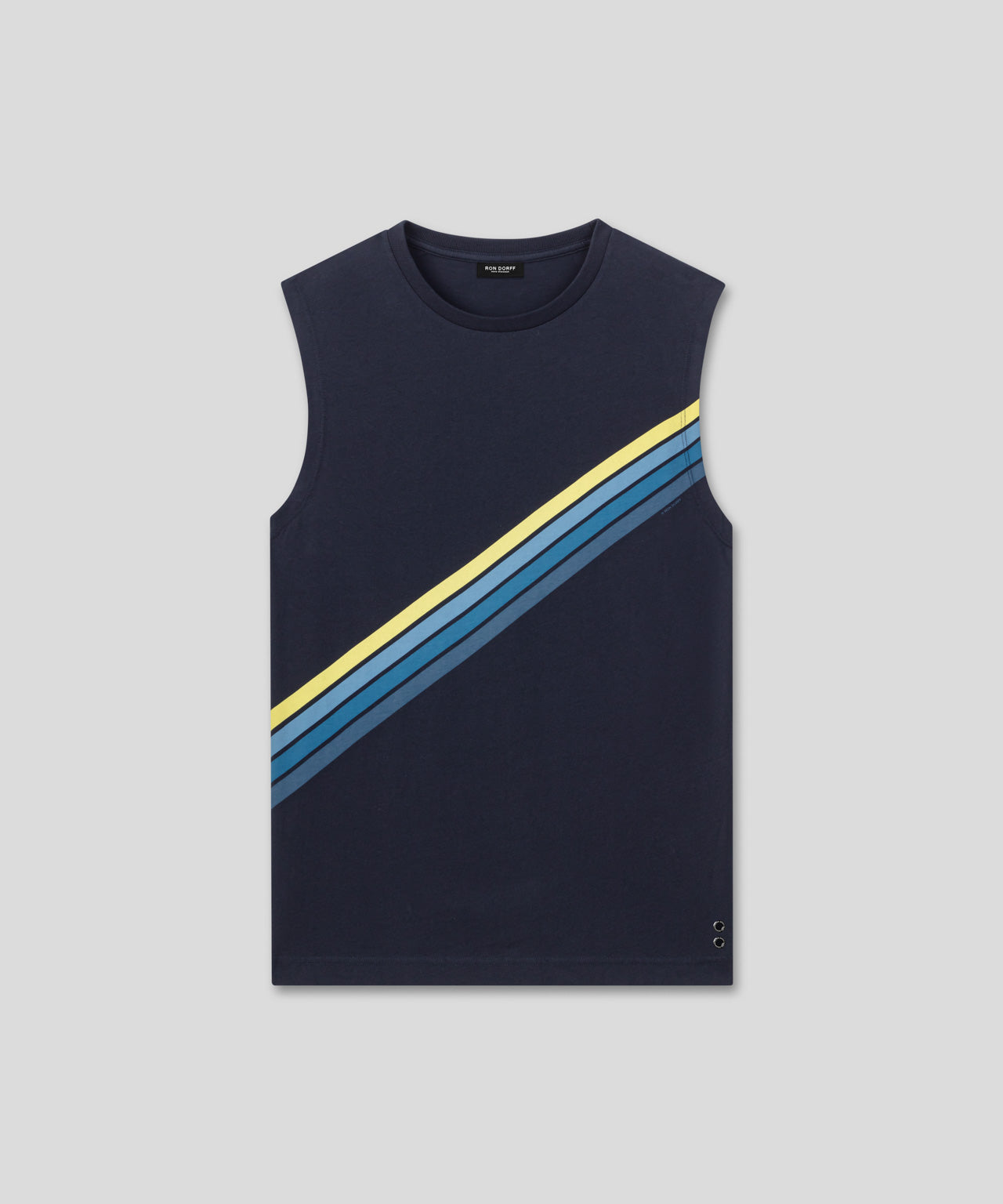 Ron Dorff T-shirt Sans Manches En Coton Organique à Rayures Diagonales Bleu Marine