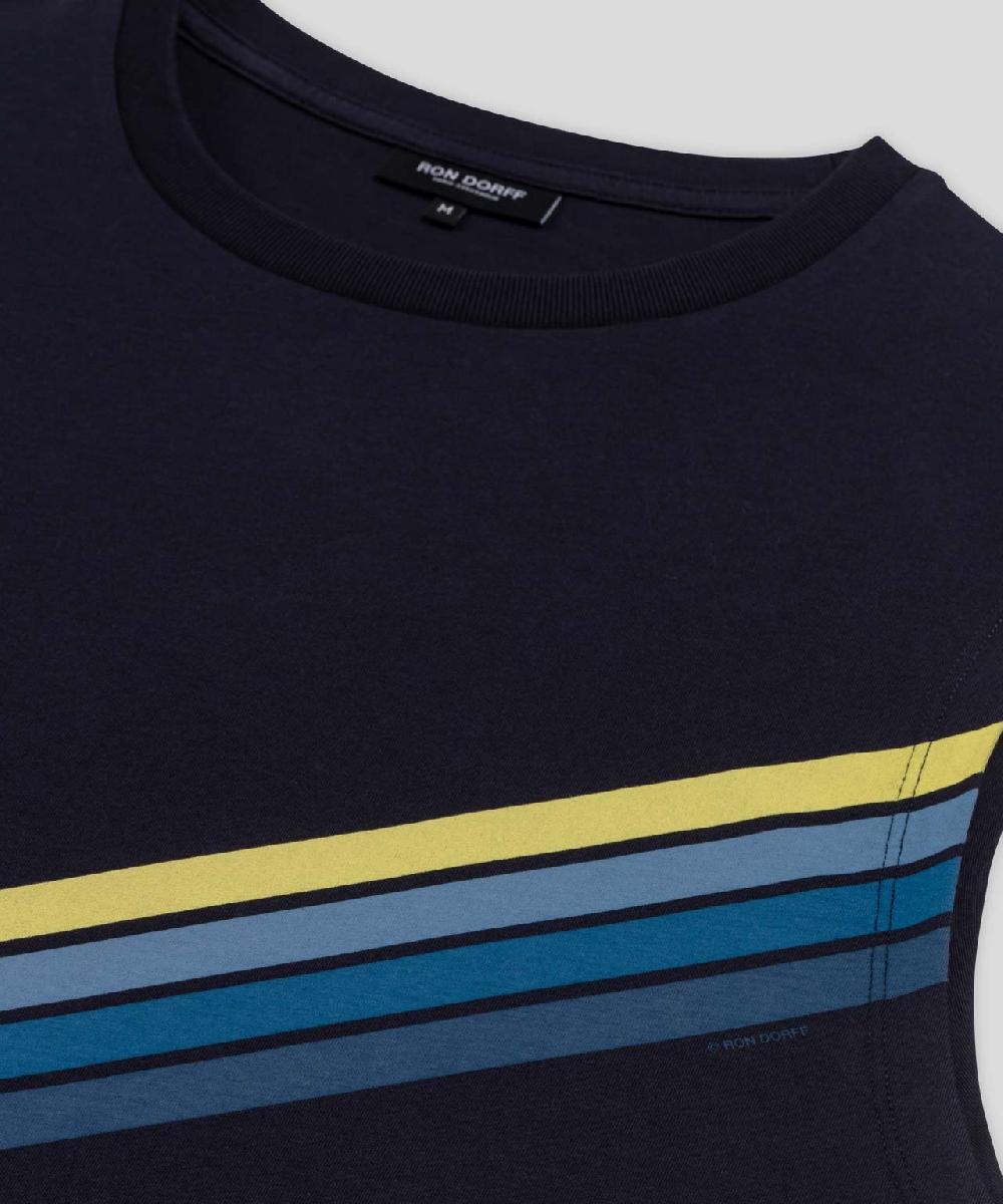 Ron Dorff T-shirt Sans Manches En Coton Organique à Rayures Diagonales Bleu Marine