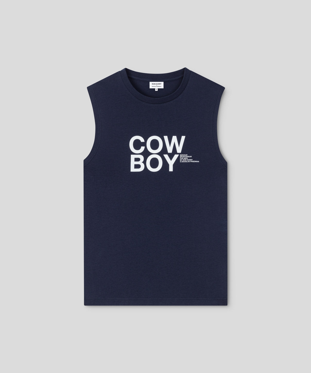 Ron Dorff T-shirt Sans Manches En Coton Organique "COW BOY" Bleu Marine
