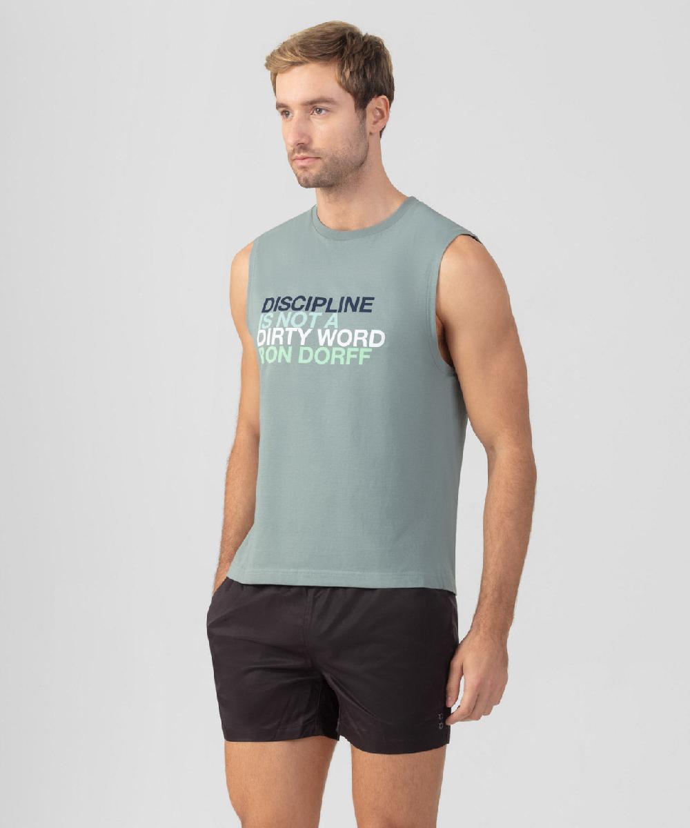 Ron Dorff T-shirt Sans Manches En Coton Organique "DISCIPLINE" Vert De Gris