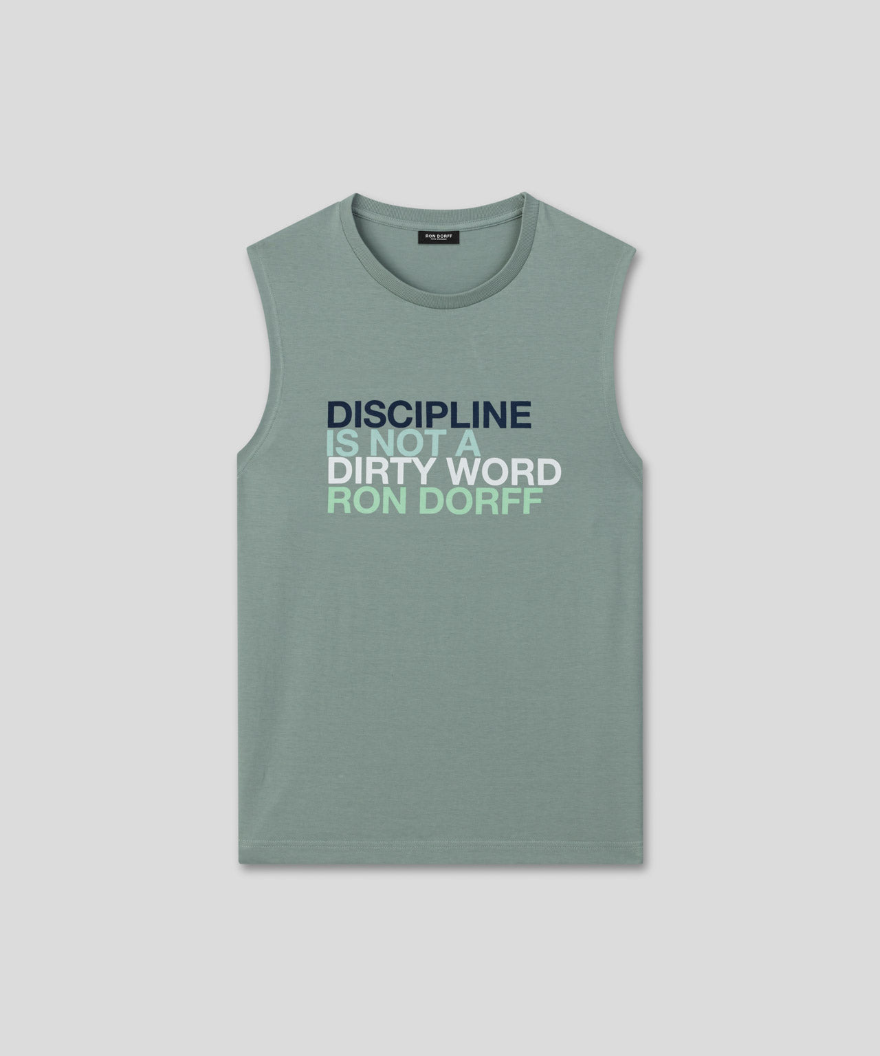 Ron Dorff T-shirt Sans Manches En Coton Organique "DISCIPLINE" Vert De Gris