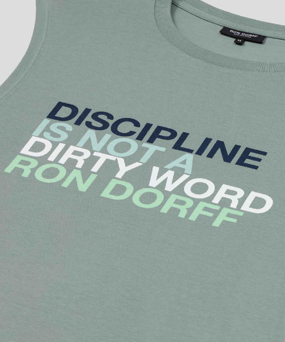 Ron Dorff T-shirt Sans Manches En Coton Organique "DISCIPLINE" Vert De Gris