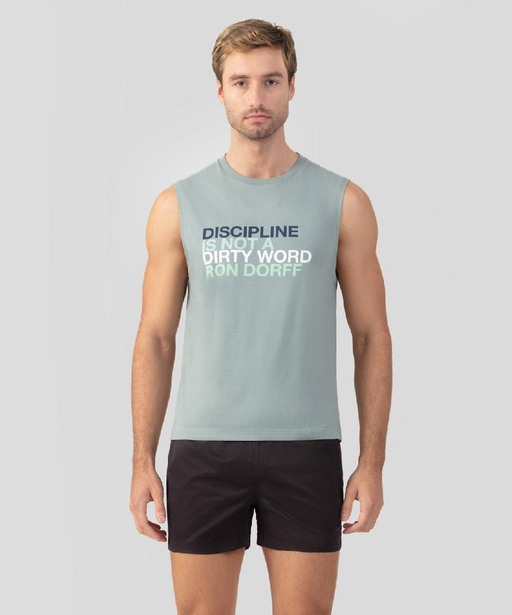 ron dorff T-shirt sans manches en coton organique "DISCIPLINE" Vert de gris