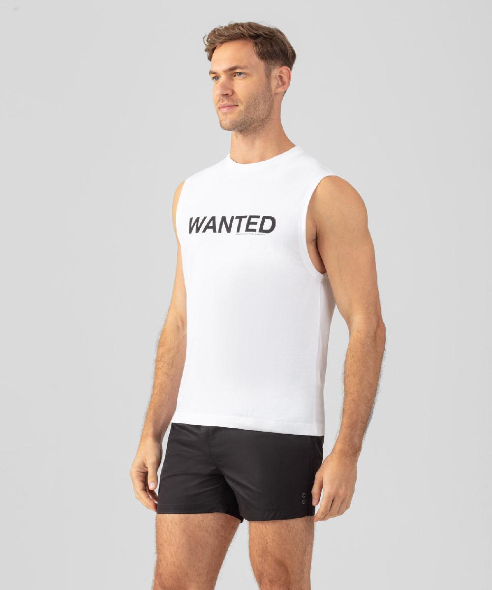 Ron Dorff T-shirt Sans Manches En Coton Organique "WANTED" Blanc