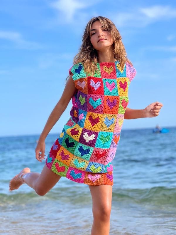 rose carmine DRESS NO SLEEVES MON COEUR MULTICOLORE