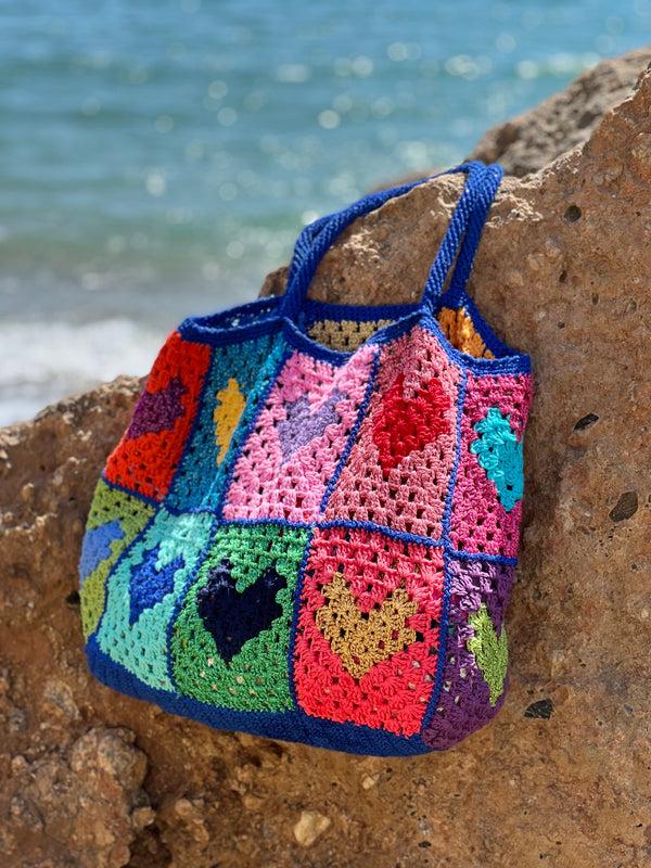Rose Carmine BAG CABAS MON COEUR MULTICOLORE