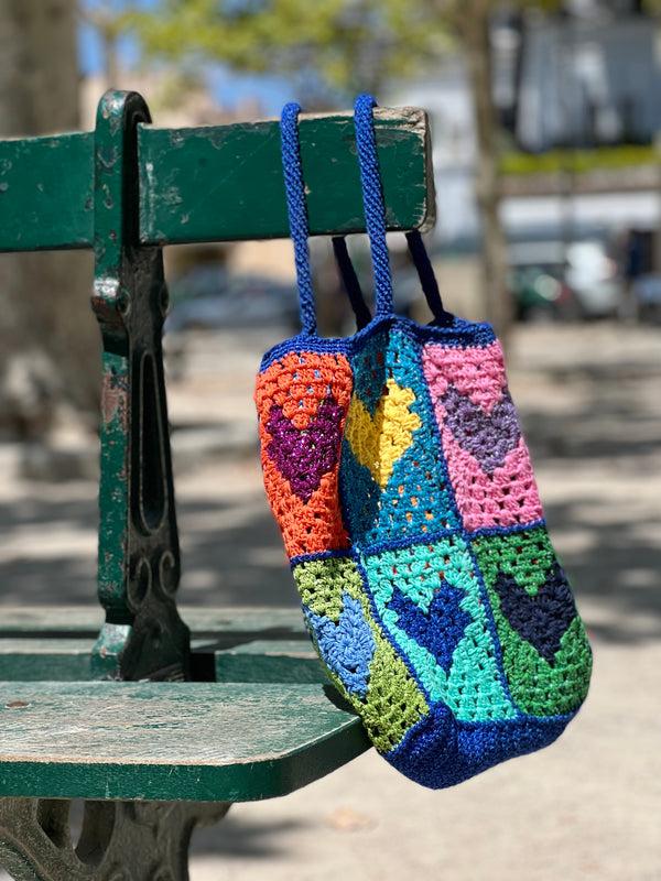 Rose Carmine BAG CABAS MON COEUR MULTICOLORE