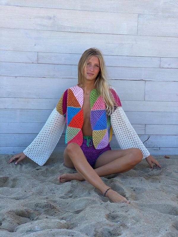 rose carmine BOLERO DIAGONALES MULTICOLORE