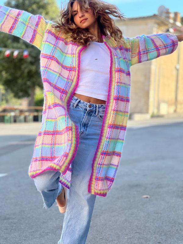 Rose Carmine COAT TARTAN PASTELS