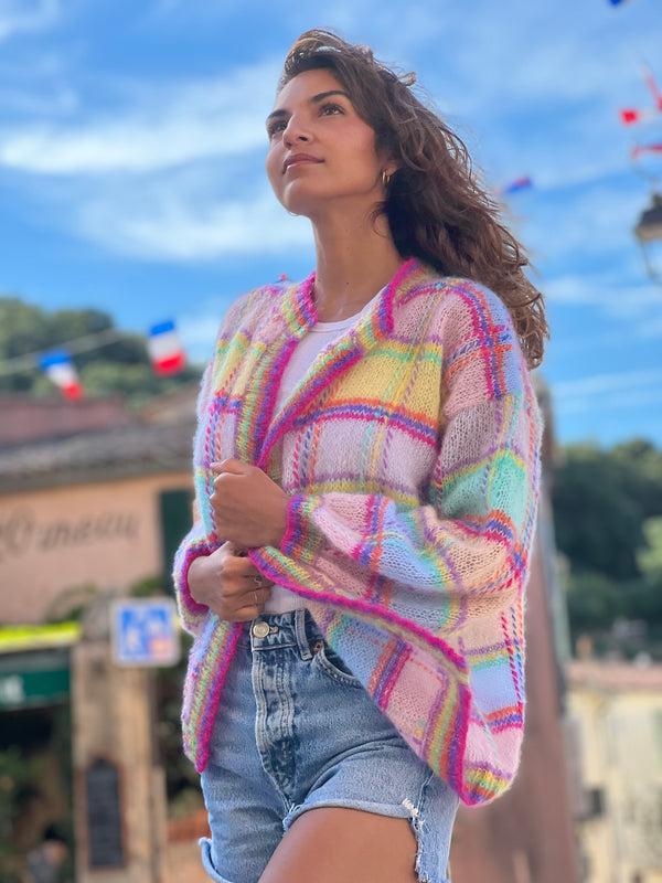 Rose Carmine LITTLE JACKET TARTAN PASTELS