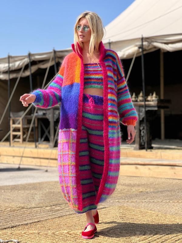 rose carmine MANTEAU PATCHWORK STRONG