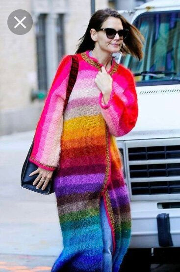 Rose Carmine MANTEAU STRIPES MULTICOLORE