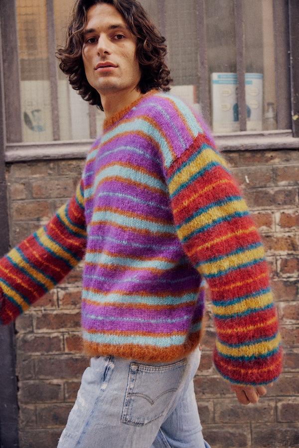 Rose Carmine PULL COOLSTRIPES MULTICOLORE