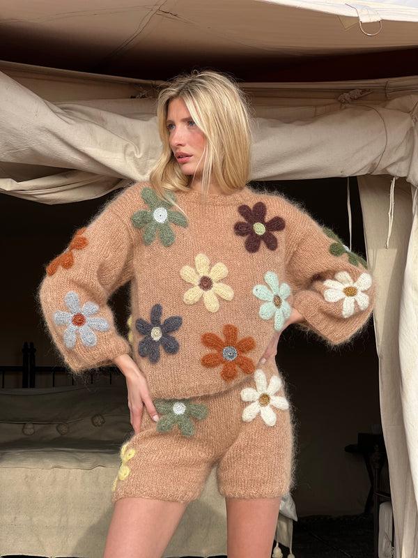 rose carmine PULL FREE FLOWERS BEIGE