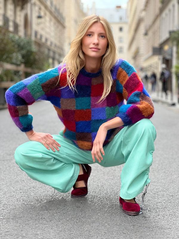 Rose Carmine PULL OVERSIZE PIXELS STRONGS