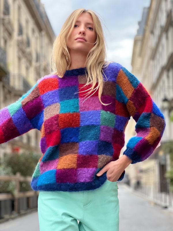 rose carmine PULL OVERSIZE PIXELS STRONGS