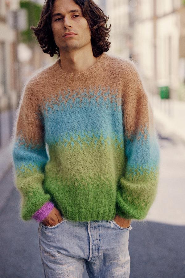 rose carmine PULL TIE&DYE BEIGE