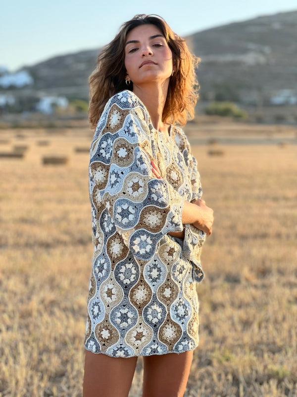 Rose Carmine ROBE 3/4 LUXURY GOLD & SILVER