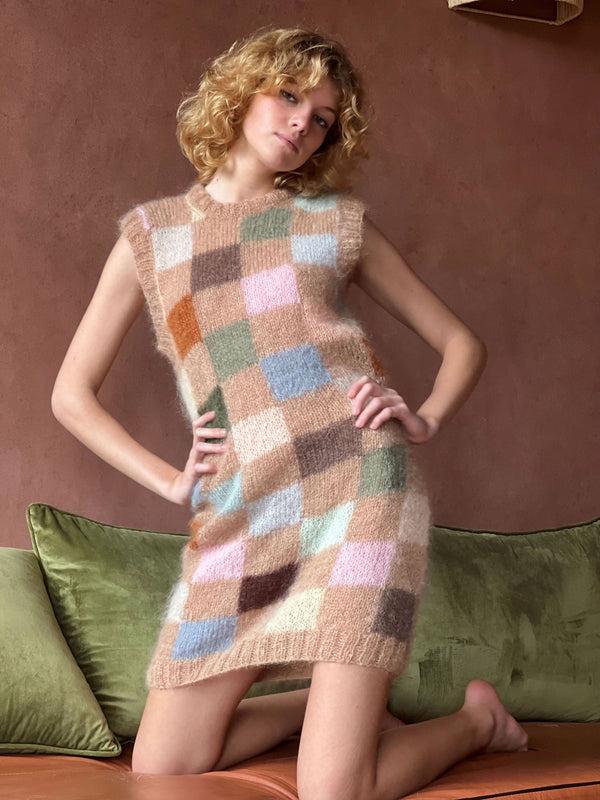 rose carmine ROBE PIXELS BEIGE