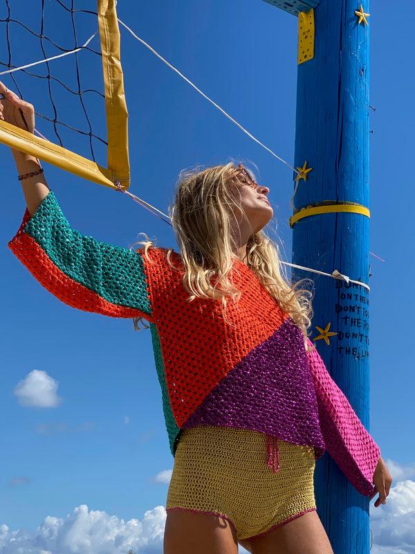 rose carmine SWEATER DIAGONALES STRONGS