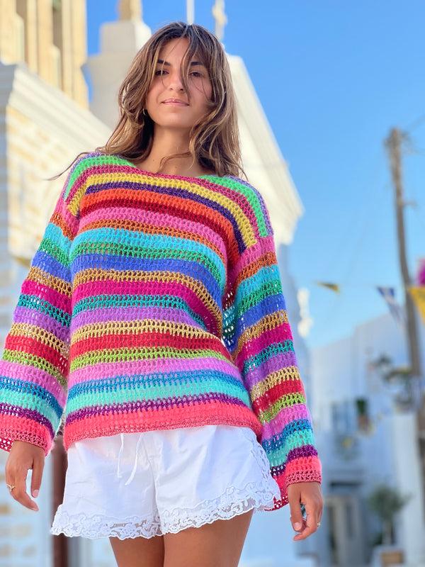 rose carmine SWEATER RESILLE STRONGS