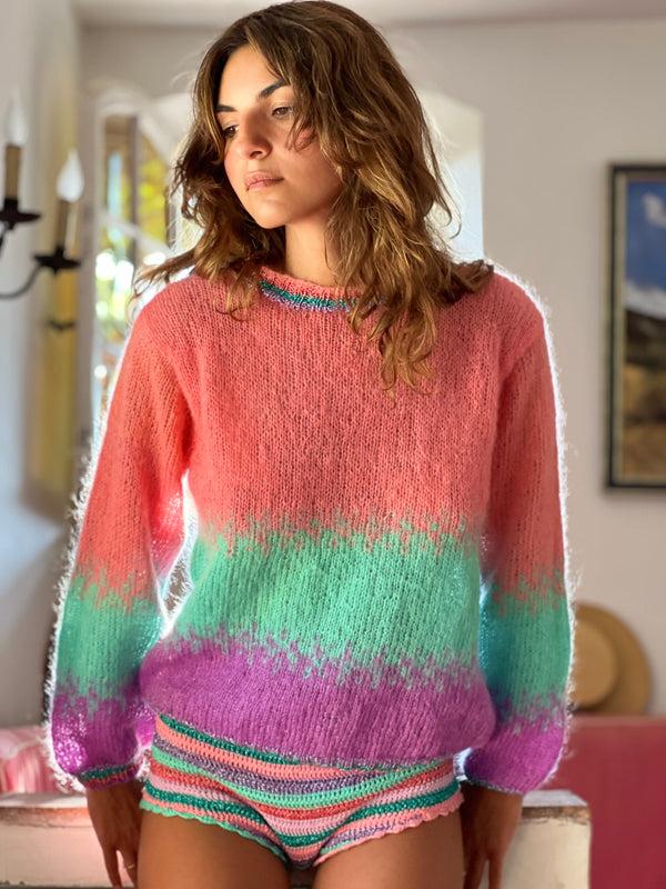 rose carmine SWEATER TIE&DYE PALM SPRINGS